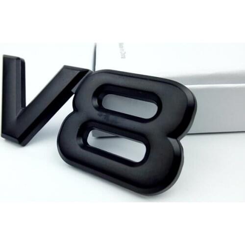 V8 Car-styling Chrome Metal Silver Black V8 Car Tail Stickers Decorations Metal V8 Displacement Car Fender Exterior Accessories