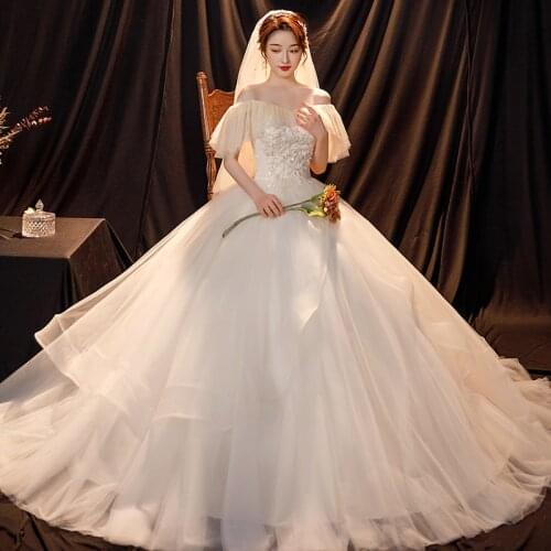 Wedding Dresses for Women Bride Lace Up Ball Gowns Plus Size Wedding Dresses Embroidery Vestido De Noiva Champagne