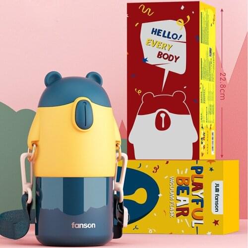 Stainless Steel Liner Water Bottle Thermo with Straw Insulated for Travel Children Cute Tumbler Mug Gourd Drinking Drinkware Cup