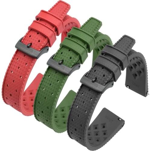 Tropic Strap 20mm 22mm Bracelet Quick Release Bar Rubber Watchbands Silver/Gold/Black Button Women Mens Each Brand Watches Band