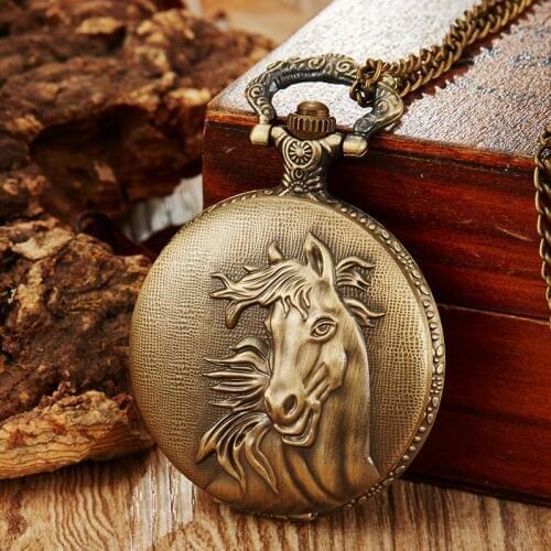 Vintage Cute Horse Fullmetal Alchemist Quartz Pocket Watch Men Women Retro Clock Men Necklace Pendant Chain Best Gifts