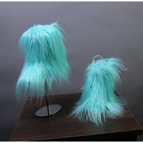 Winter Fashion Kids Faux Fur Plush Warm Snow Boots Children Furry Colorful Artificial Wool Boots Baby Non-slip Flat Shoes Hot