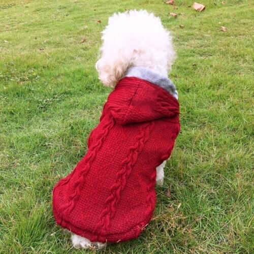 Winter Thicken Soft Warm Dog Puppy Knitted Sweater Hoodie Clothes Pets Plush Coat Costume Apparel