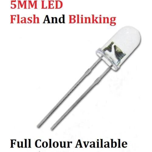 100PCS 5MM Flash LED Blinking DIP Transparent Cover Red Yellow Green Blue Flashing F5 bead light emitting diode RGB