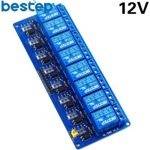 12V 8 Channel Relay Module Control Panel 8 Channel 12V Low Level Trigger for Arduino PLC