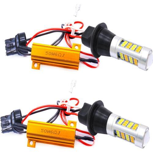 2pcs New 1156 Ba15s BAU15S T20 7440 3156 LED Turn light White + Amber color Car Day Running Light with Turn Signal Light