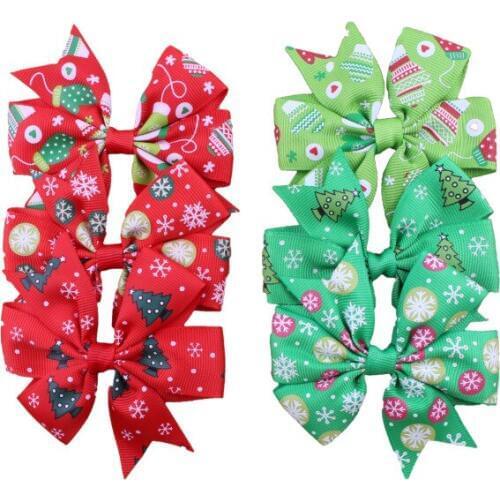 20 pcs/lot , Ribbon Bow Christmas Hair clip, hair bow on Alligator Clip