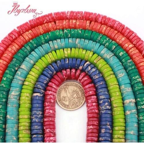 3x10mm Heishi Spacer Beads Sea Sediment Imperial Jaspers Stone for Women Men DIY Accessorie Necklace Bracelet Jewelry Making 15"