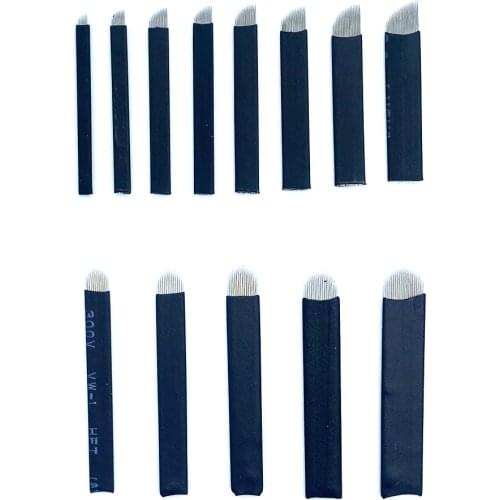 50pcs Black 0.18mm U Shape 12U 14U 16U 18U NANO Microblading Needles for Permanent Makeup Tattoo Supplies Manual Eyebrow Blades