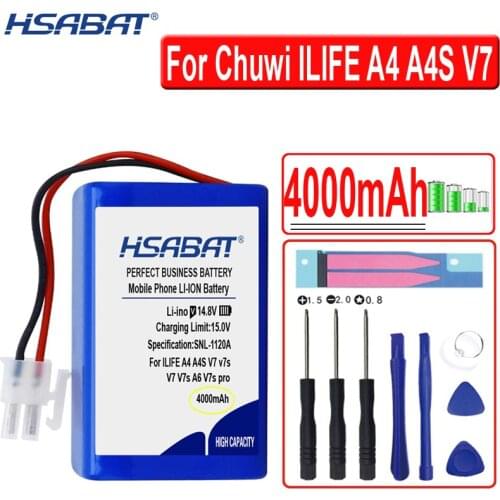 HSABAT 4000mAh Battery for Chuwi ILIFE A4 A4S V7 V7s A6 V7s pro X620 Robot Vacuum Cleaner Lithium 18650