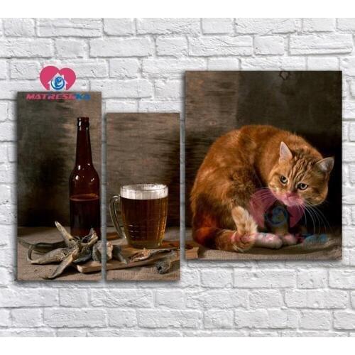 Diamond mosaic cat Triptych diamond embroidery 5d diy diamond painting full drill resin Mosaic pictures diy kit Picture modular