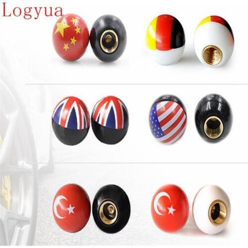 Car Nation Flag Ball Balling Design Tire Tyre Air Valve Cap Truck Bike For UK USA China Germany Turkey Flag 100pcs = 25 set