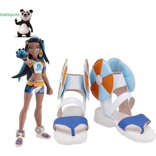 P Sword and Shield Nessa White Blue Cosplay Shoes Boots Newest Custom Made For Halloween CosplayLove