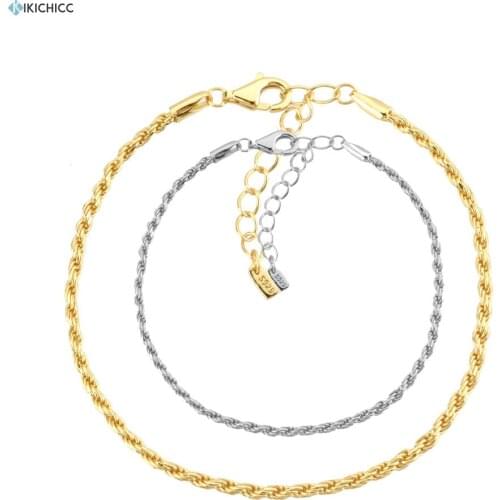 Kikichicc 100% 925 Sterling Silver Gold Twist Chain Bracelet Luxury Women Fashion Fine Luxury Jewelry 2020 Party Jewels