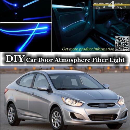 For Hyundai Excel Pony Brio Avega Fluidic Solaris interior Ambient Light Tuning Atmosphere Fiber Optic Band Lights Door Panel
