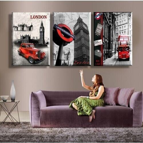 HOME DECOR High Precision Print Canvas Set of 3 Landscape European classical street Stretched CANVA PRINT Ready to Hang