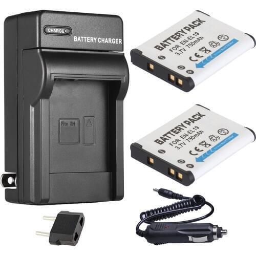 EN-EL19 Battery 2-Pack + Charger For Nikon Coolpix S3100, S3200, S3300, S3400, S3500, S3600, S3700, S6800, S6900 Digital Camera