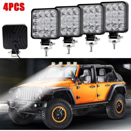 4PCS 48W 16 LED Work Light 12V/ 24V Lamp Polycarbonate Lens Spotlight For Offroad Truck Car 3520LM IP67 Waterproof