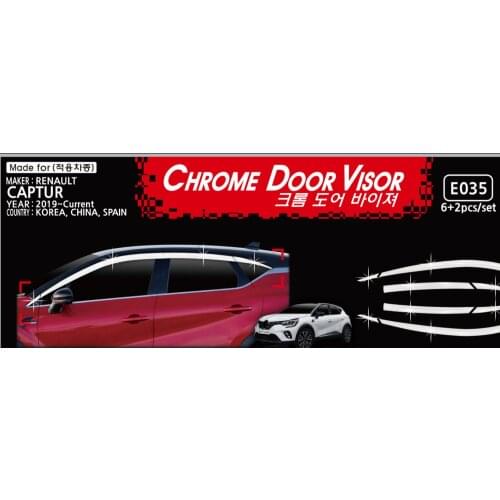 Chrome door visor side window deflector shade sun rain shield silver trips eaves for Renault captur 2019