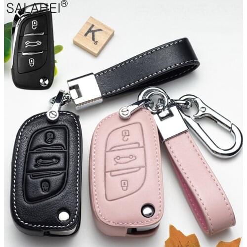 Leather Car Key Case For Citroen DS4 CROSSBACK KeyChain Cover Remote Controller Key Holder Protective shell Interior Accessories