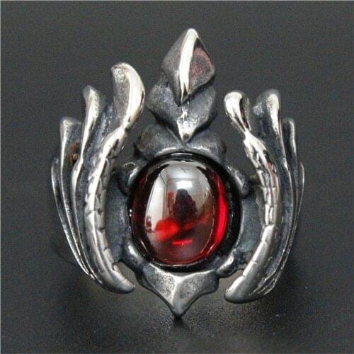 Mens CZ Gothic Crown Rings Vintage Stytle 316L Stainless Steel High Quality Mens Ring With Stone