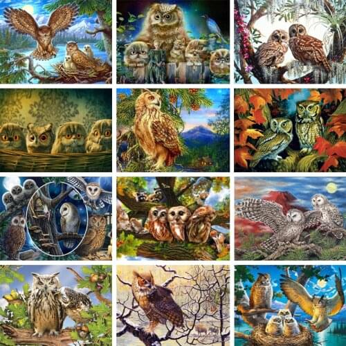 5D DIY Diamond Painting Owl Animal Rhinestone Cross Stitch Picture Kit Full Diamond Embroidery Mosaic Beaded Home Decor Gift