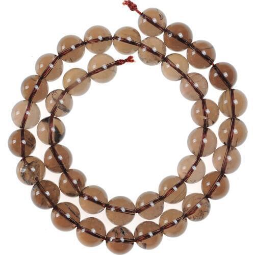 4mm 6mm 8mm 10mm 12mm pick size natural stone beads Round Loose Smooth smoky brown Quartz stone Beads For DIY Necklace Bracelet