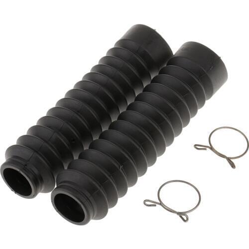 Pair Motorcycle Front Fork Soft Rubber Boots Dust Cover 210x45x30mm - Black Strong Toughness Rubber