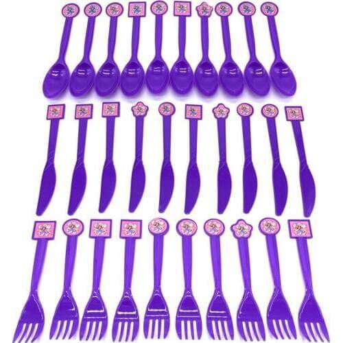 Sofia Princess Plastic Disposable Forks Spoons Knife Happy Birthday Party Baby Shower Decoration Tableware Events Supplies 10PCS