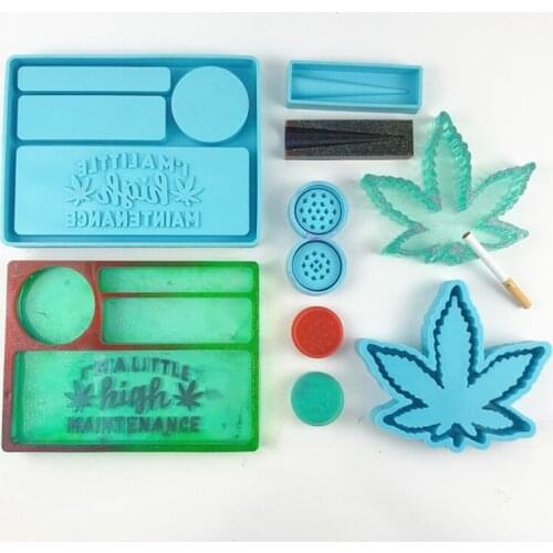 Rolling Makeup Storage Tray Serving Board Ashtray Combination Epoxy Resin Mold Herb Spice Mills Grinder Silicone Mould