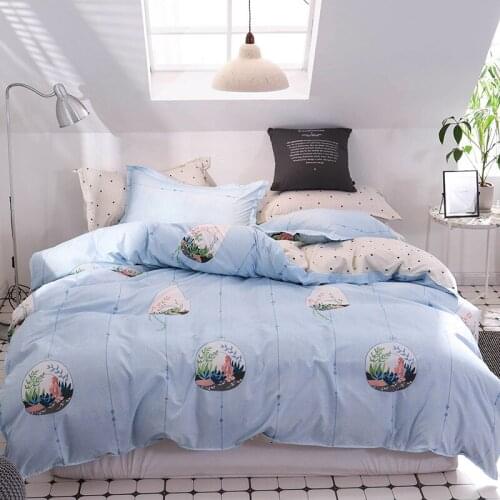 Simple Style Printed Bedspread Set Children Girl Duvet Cover Adult Children Bed Sheet and Pillowcase Quilt Bedding Set 4pc Set