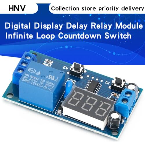 DC 12V Digital Display Delay Relay Delay Time Multi-function Module Infinite Loop Countdown Switch Control Module Timer Module
