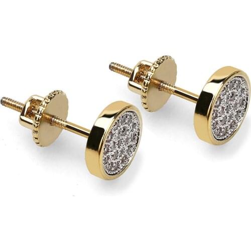 Full Crystal Cover Ear Stuff For Woman Night Cocktail Party Jewelry Gold Color Stud Simple Design Earring Girl Birthday Gifts