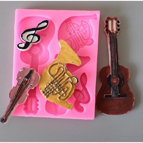 DIY guitar jumping note chocolate baking mold food grade silicone fondant cake decoration mold