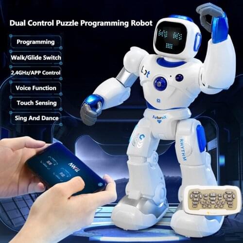 Phone APP Control Smart Programming RC Robot 2.4GHz Walk Glide Touch Sensor Voice Record Sing&Dance Auto Demo RC Toys For Kids