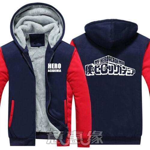 New My Hero Academia Hoodie Anime My Hero Academia hero Coat Jacket Winter Men Thick Zipper Sweatshirt