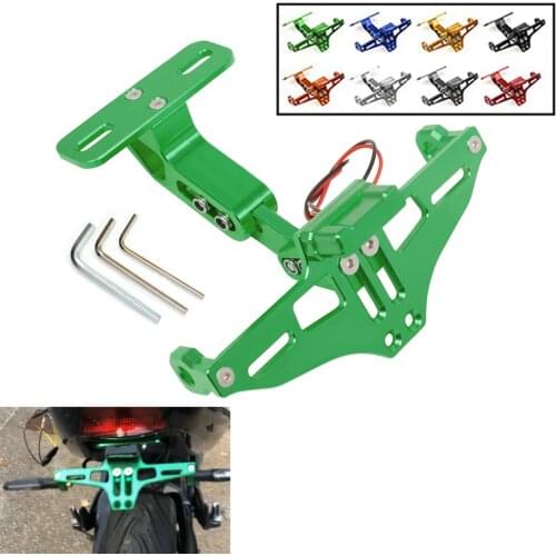 For kawasaki Z750 Z900 Z1000 Z650 Versys 650 Ninja ZX10R Universal CNC Motorcycle Rear License Plate Mount Holder With LED Light