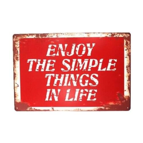 Vintage Retro Metal Tin Signs Style Sign Enjoy the Simple Things Wall Decor Craft Wall Door Plaque