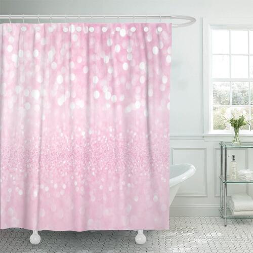 Sparkle White Pink Bokeh Christmas Abstract Beautiful Blink Bright Shower Curtains Waterproof Polyester Fabric 72 x 78 inches