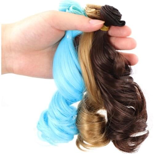 YJBaby BJD Dolls Wigs Short Curly Natural Head Hair DIY Hairline 15/25CM Black White Pink Grey High Temperature Fiber Silk Weft