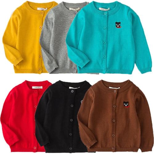 Baby Boys Girls Cardigan Autumn Cotton Sweater Top Baby Children Clothing Bear Knitted Cardigan Sweater Kid Spring Clothes