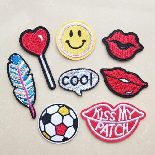 Smiley Embroidery Iron On Patches Border Cute Badge Clothes backpack Christmas Tree Stickers Applique CX1-10