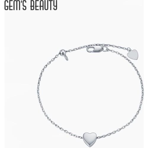 GEMS BEAUTY Hypoallergenic 925 Sterling Silver Bracelet Cute Dainty Heart Bracelet for Women Fine Jewelry