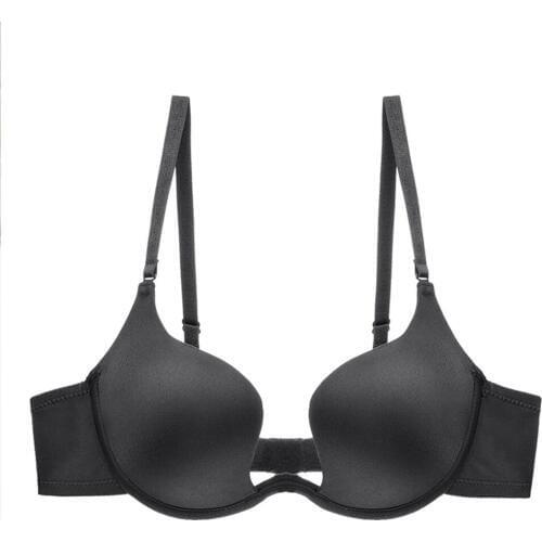 Women Sexy Deep U Cup Brassiere Plunge Push Up Bra Clear Back Bralette Intimates Sexy Lingerie Underwire Bras Ladies Underwear