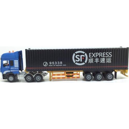 1:50 Scale Alloy Metal Truck Transport vehicle Container Shunfeng Semi-trailer Container Truck Diecast Model Engineering Vehicle