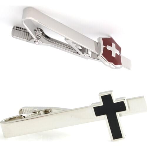 10pcs/lot Copper Enamel Cross Tie Clip Suit Tie Pin Bars Business Style Mens Jewelry Accessory Wholesale