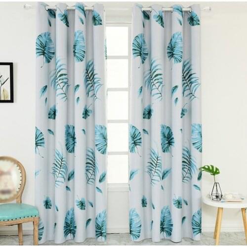 100*250 Simple Modern Hawaiian Style Banana Leaf Printed Shade Curtain Jacquard Curtain Fabric Curtains for Bedroom Living Room