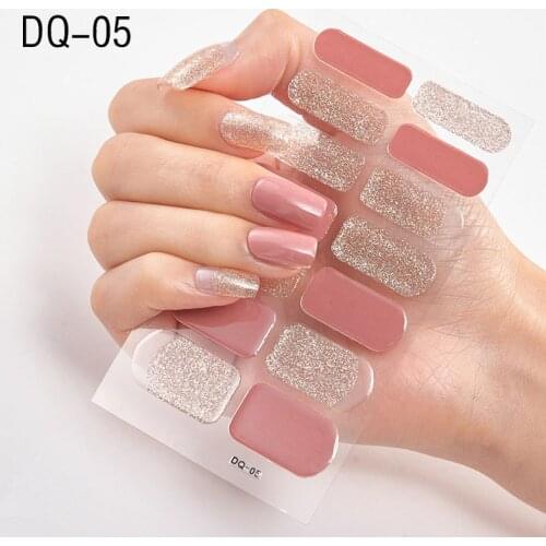 14 Tips/Sheet Nail Art Decorations Solid Color Stickers Manicure Nail Sticker Self-adhesive DIY Decals Tips Nail Art Stickers