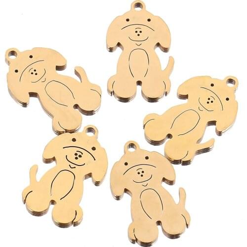 5pcs Stainless Steel Cute Dog Necklace for Women Animals Puppy Doggy Pendant Necklaces&Pendants Christmas Xmas Jewelry Making