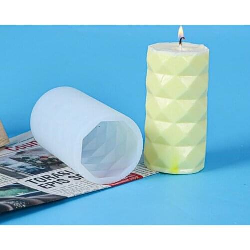 Diamond mirror cylindrical silicone Candle Mold
